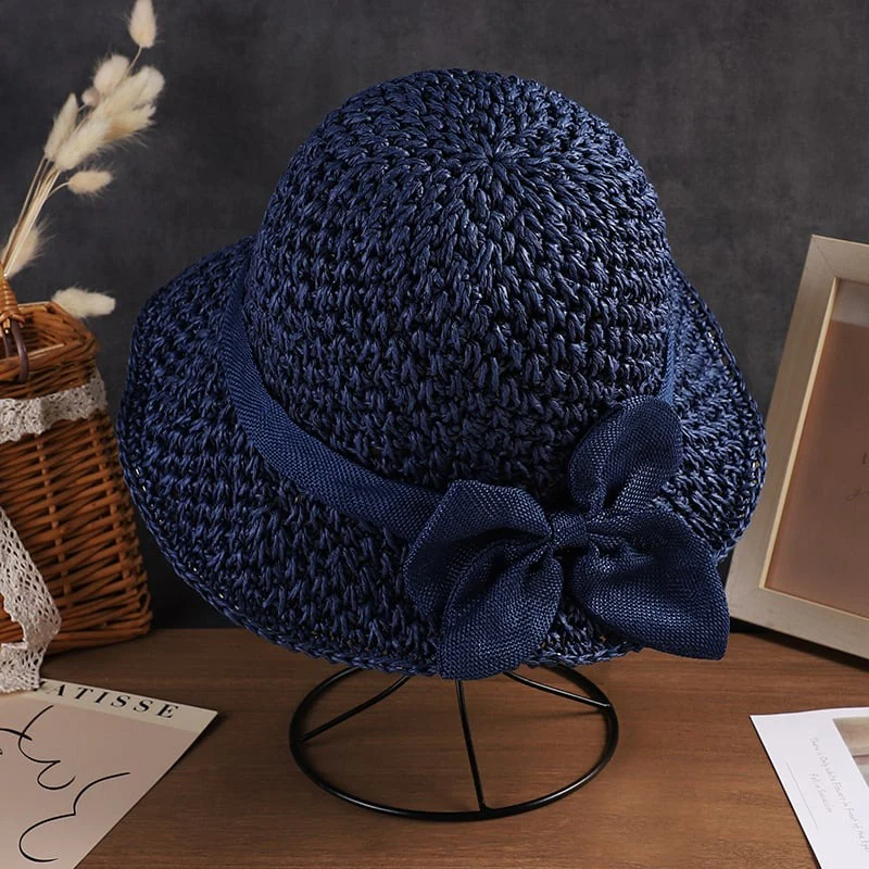 🔥 Hot Sale 50% OFF 👒 Elegant Woven Straw Sun Hat with Bow 🎀
