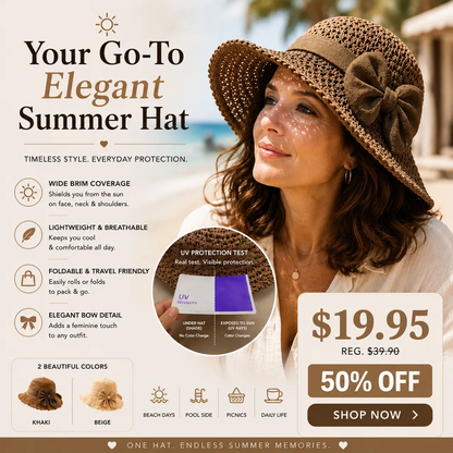 🔥 Hot Sale 50% OFF 👒 Elegant Woven Straw Sun Hat with Bow 🎀