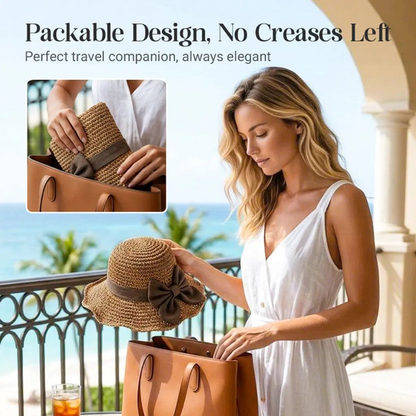 🔥 Hot Sale 50% OFF 👒 Elegant Woven Straw Sun Hat with Bow 🎀